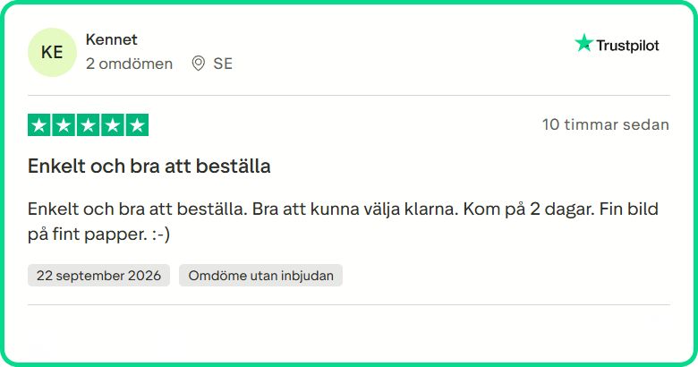 Kundrecension av Lillestudio på Trustpilot