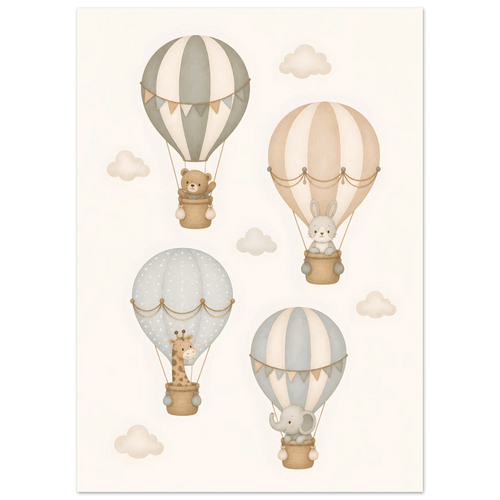 Djur i luftballonger barnposter poster