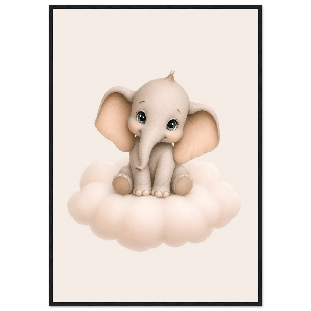 Elefant på moln med namn poster