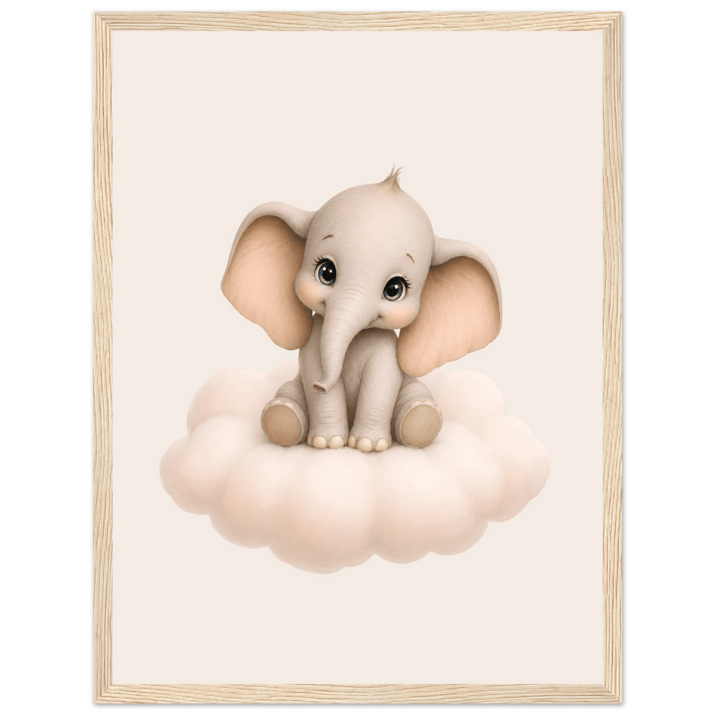 Elefant på moln med namn poster