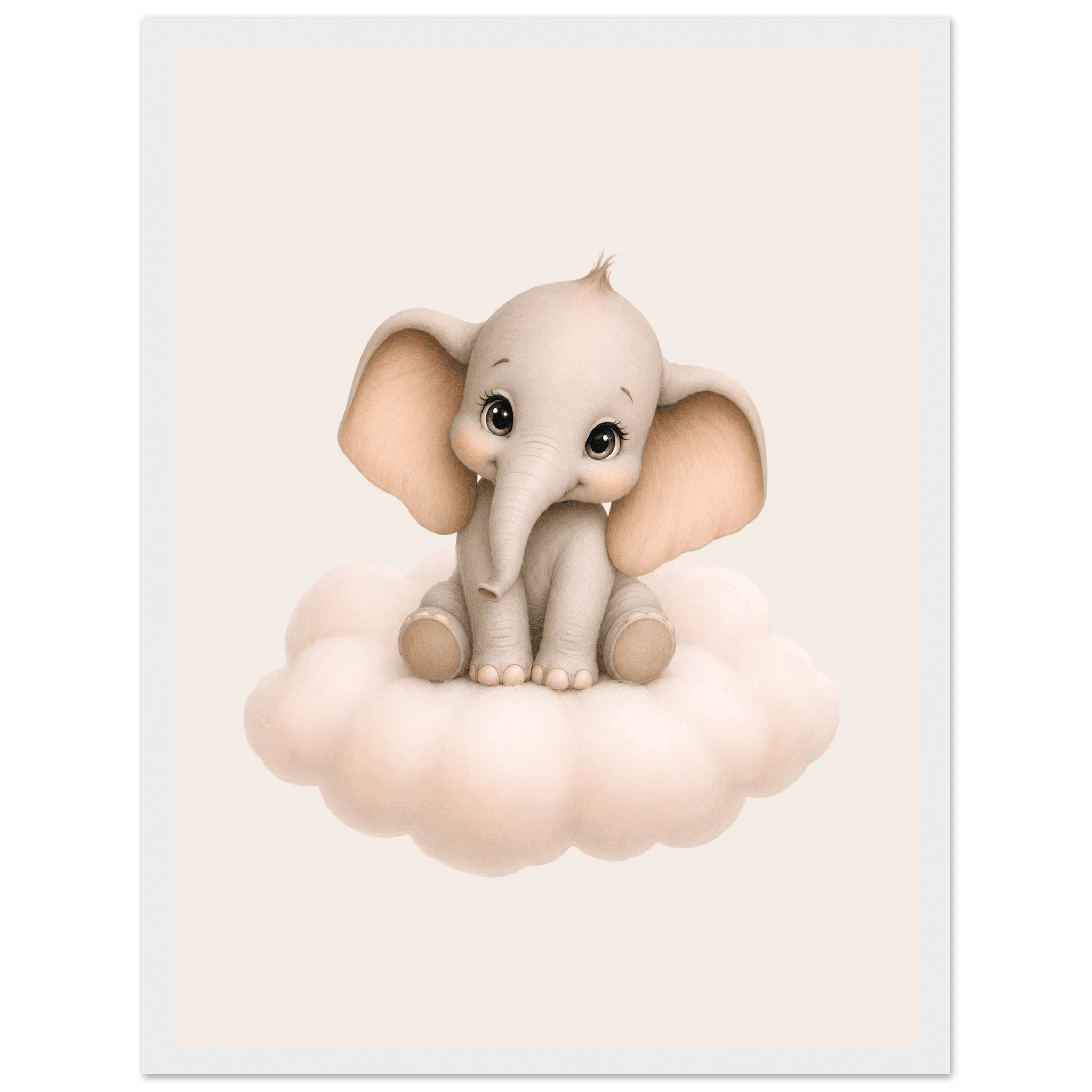 Elefant på moln med namn poster