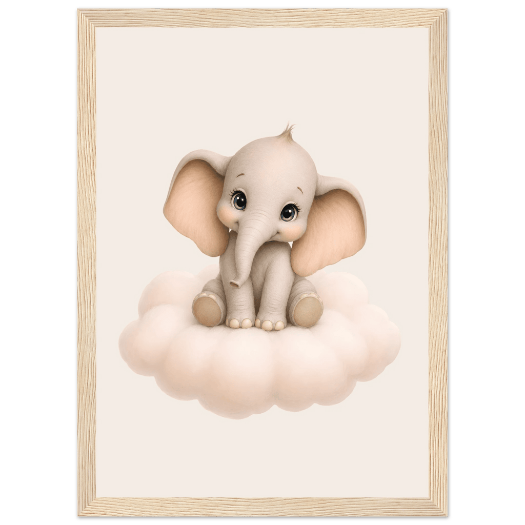 Elefant på moln med namn poster