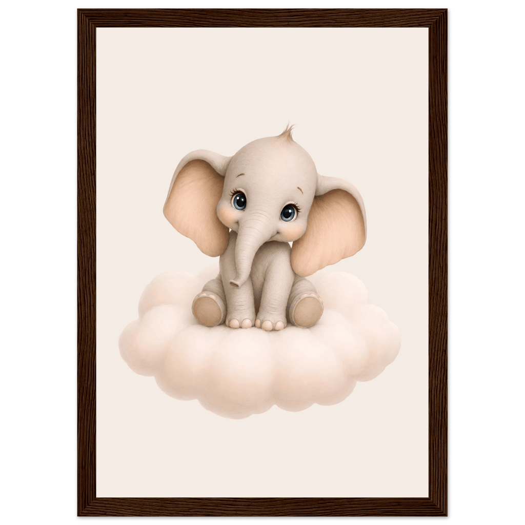 Elefant på moln med namn poster