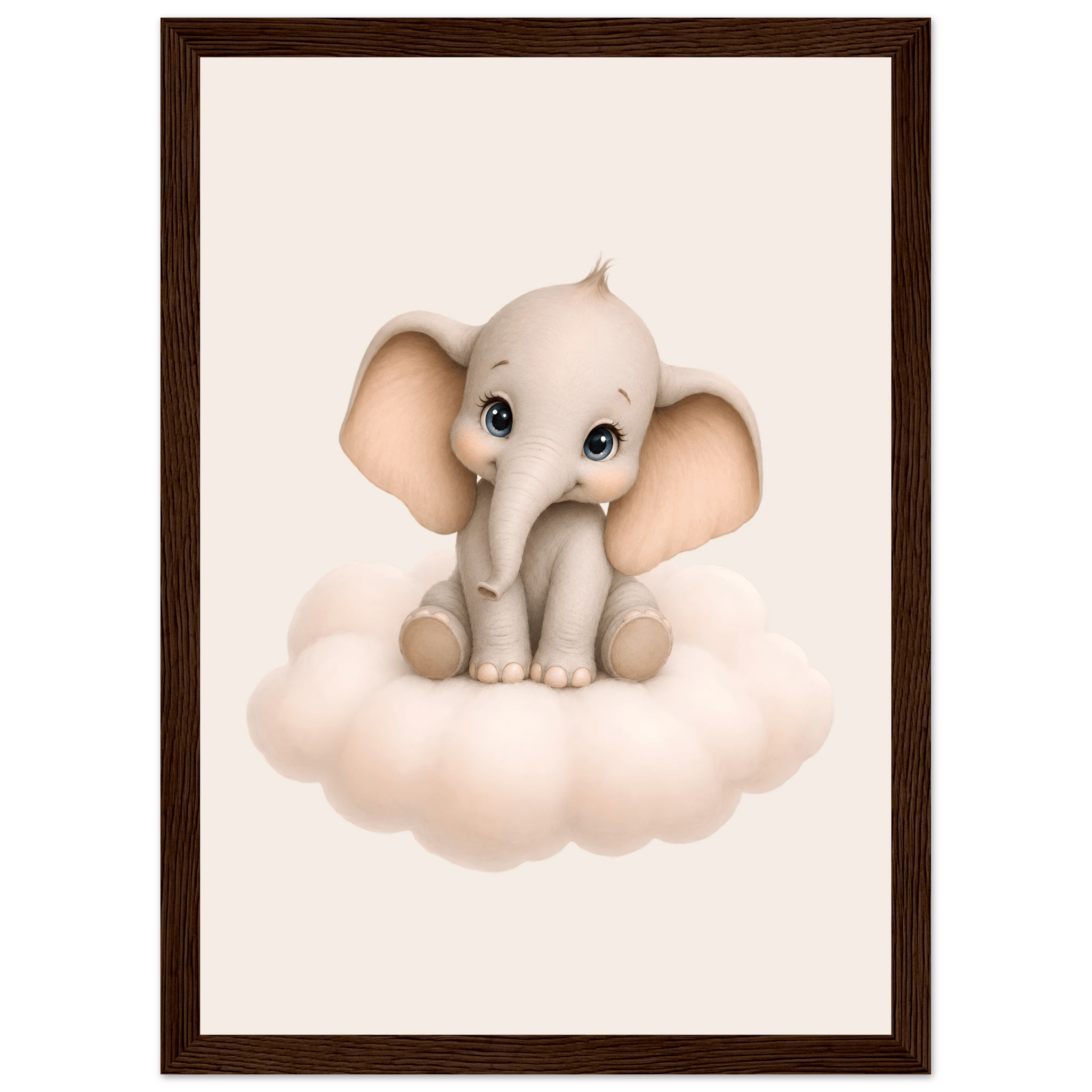 Elefant på moln med namn poster