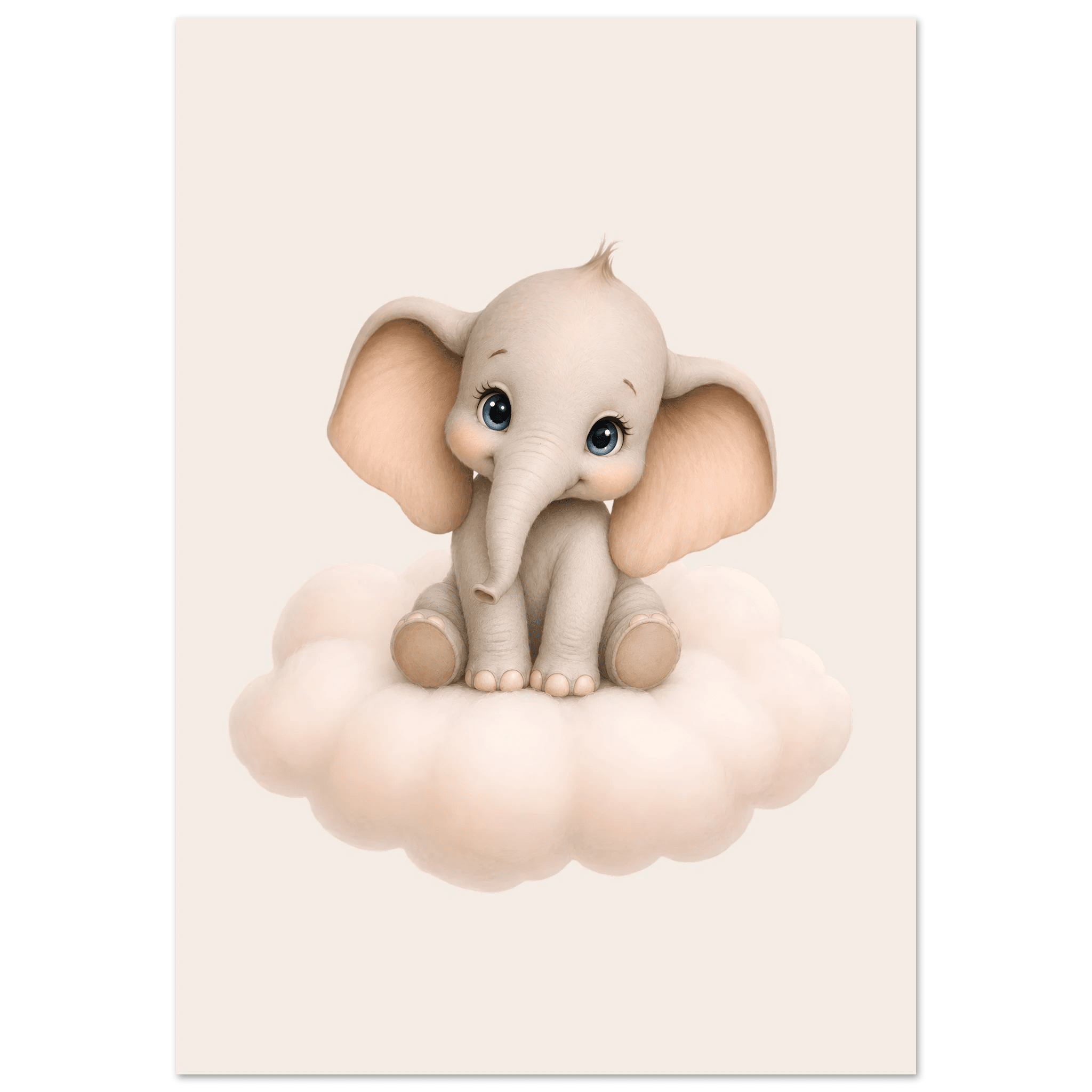 Elefant på moln med namn poster