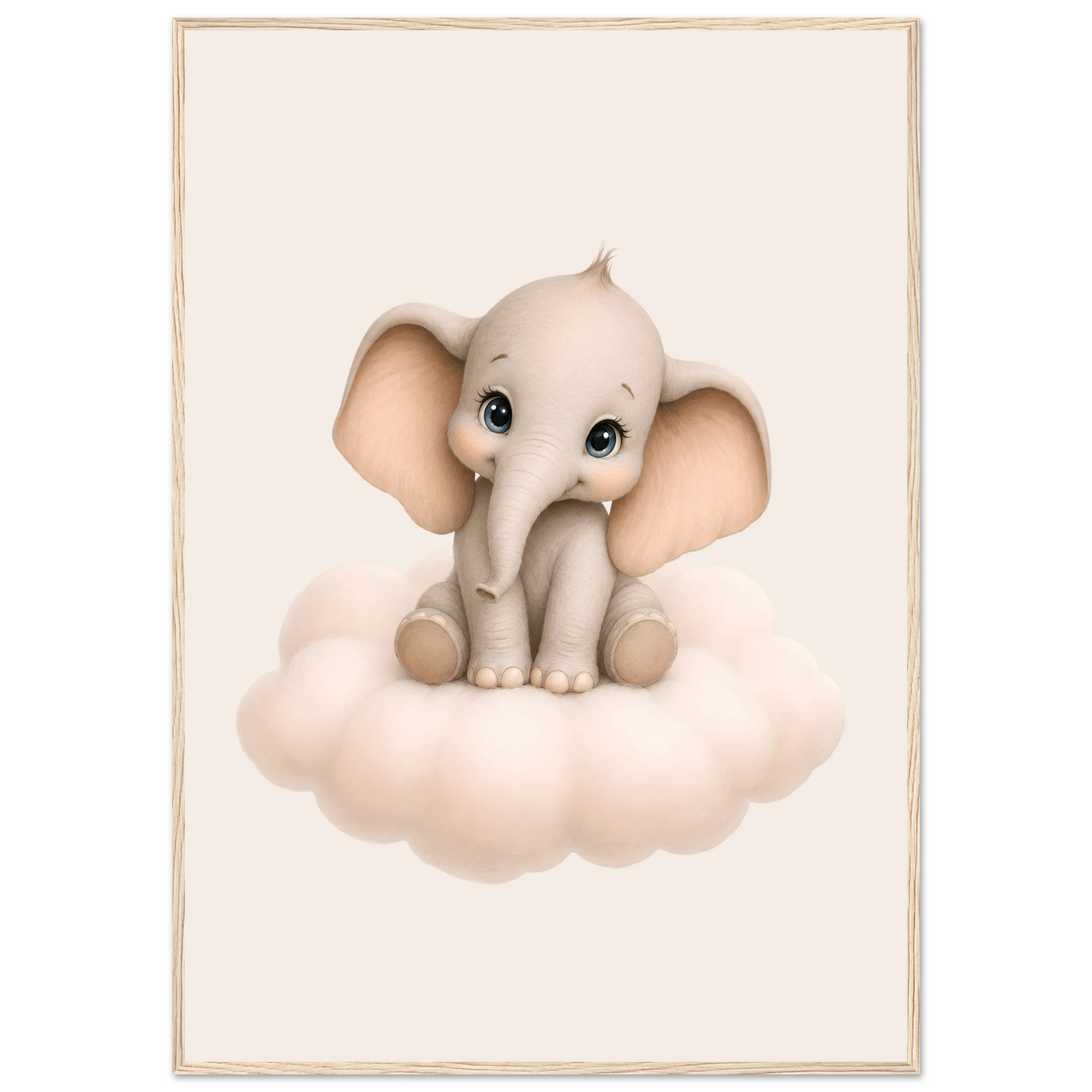 Elefant på moln med namn poster