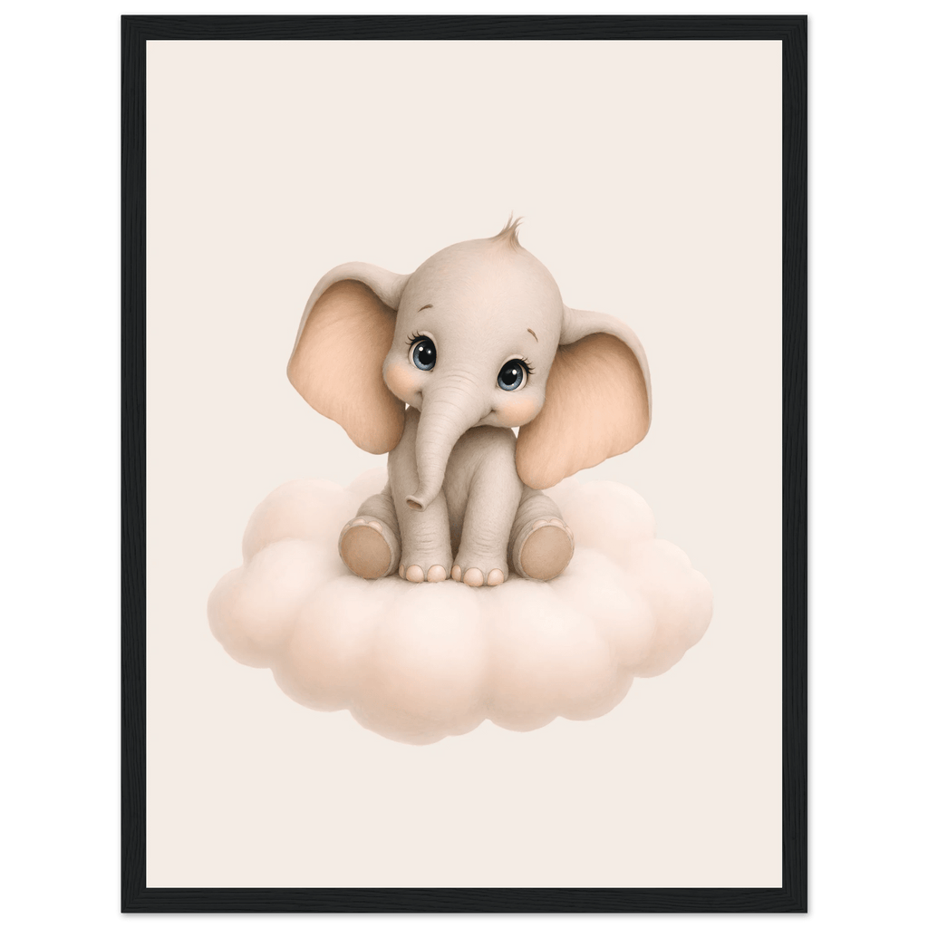 Elefant på moln med namn poster