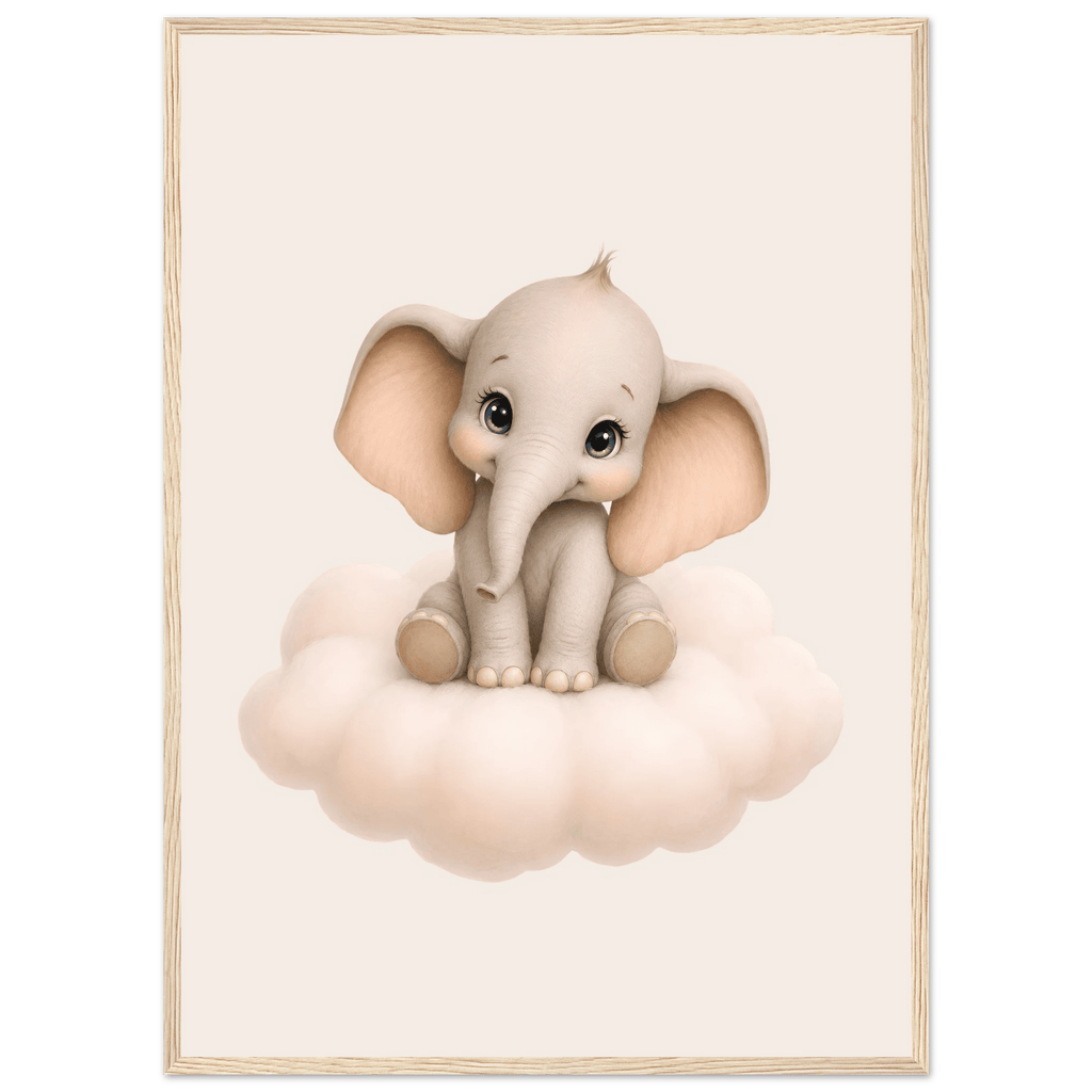 Elefant på moln med namn poster