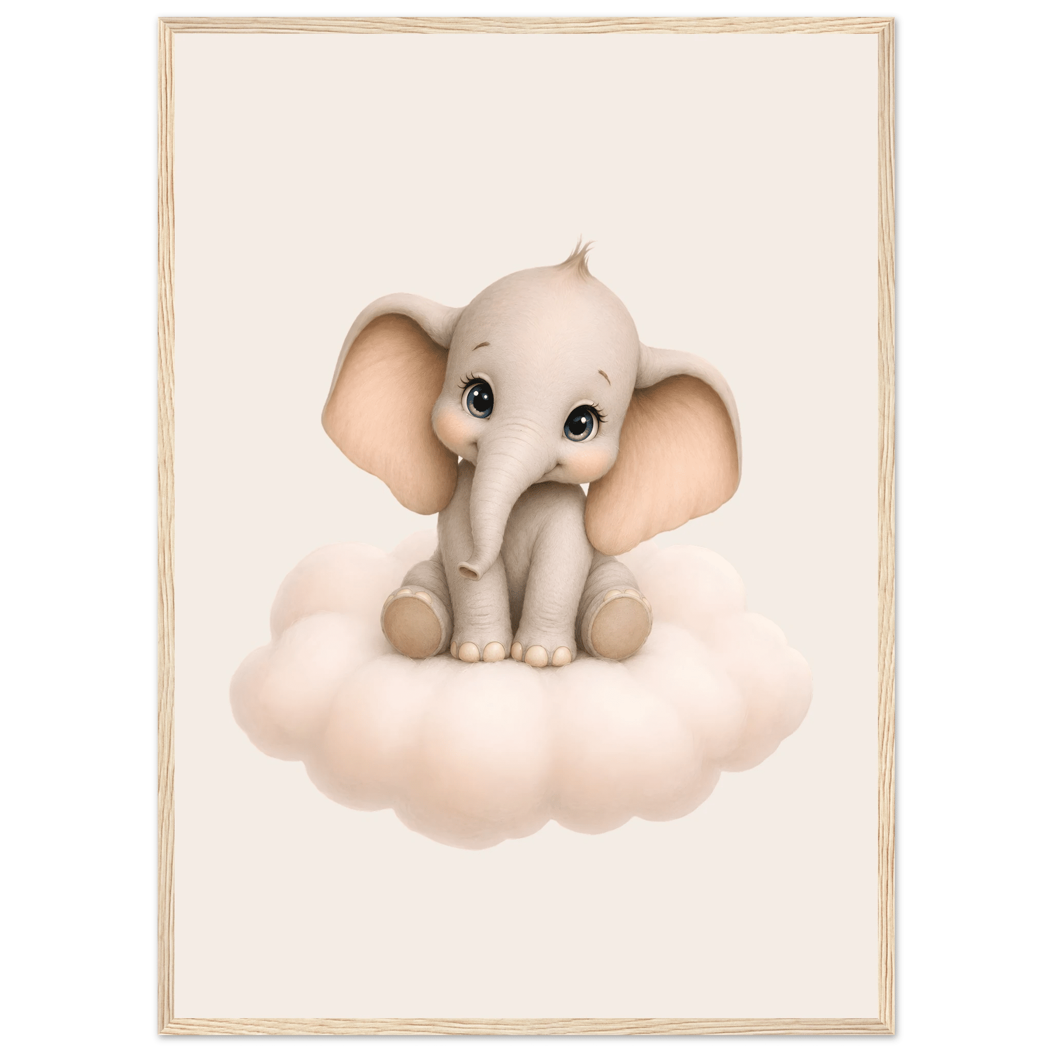 Elefant på moln med namn poster