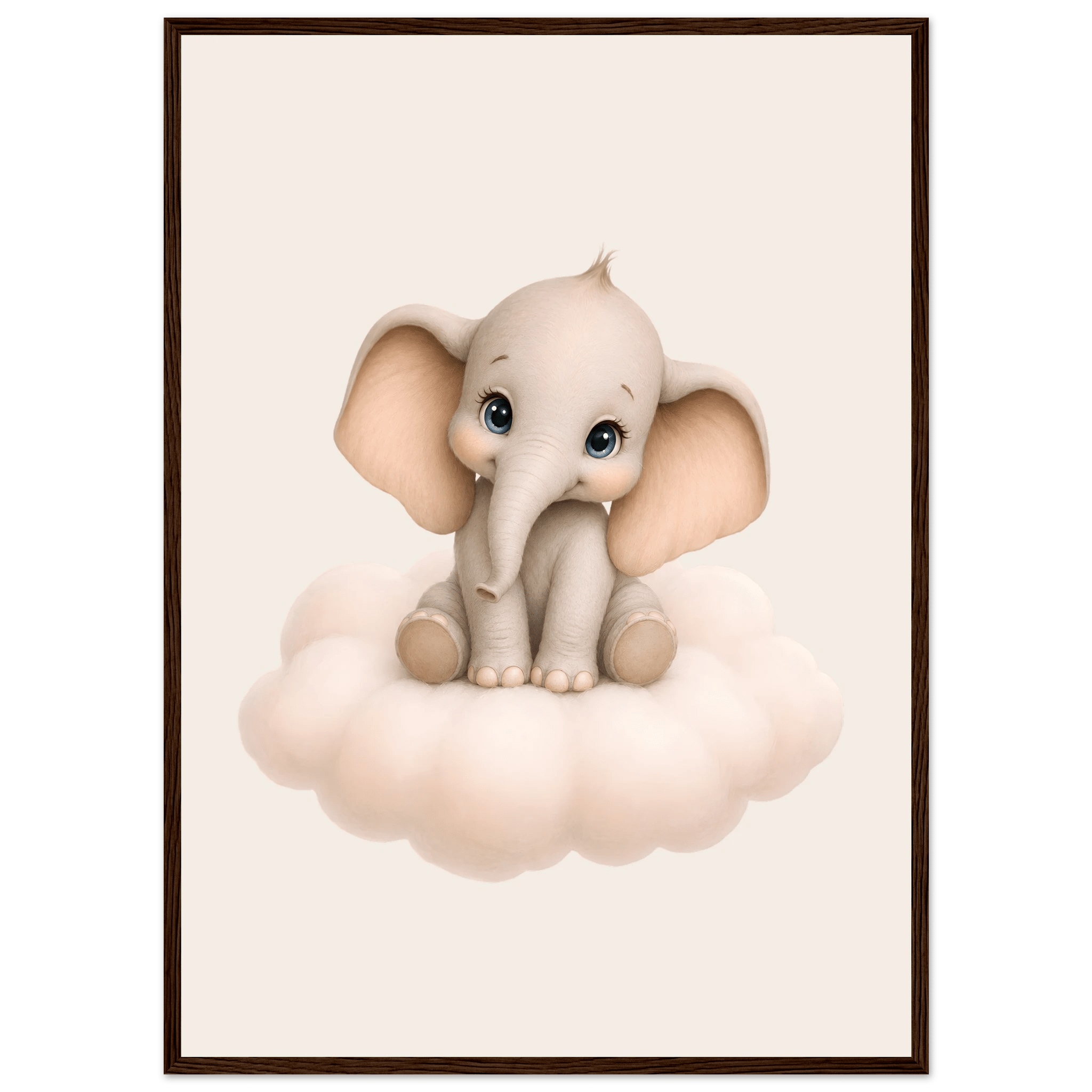 Elefant på moln med namn poster