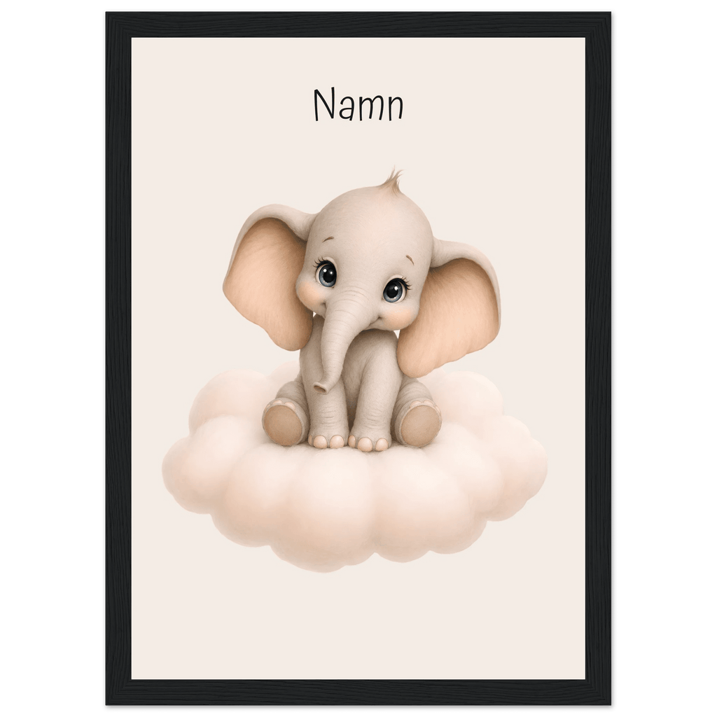 Elefant på moln med namn poster