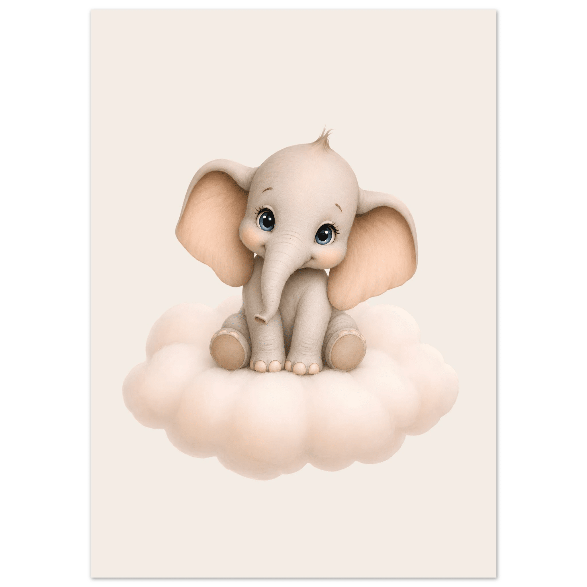 Elefant på moln med namn poster