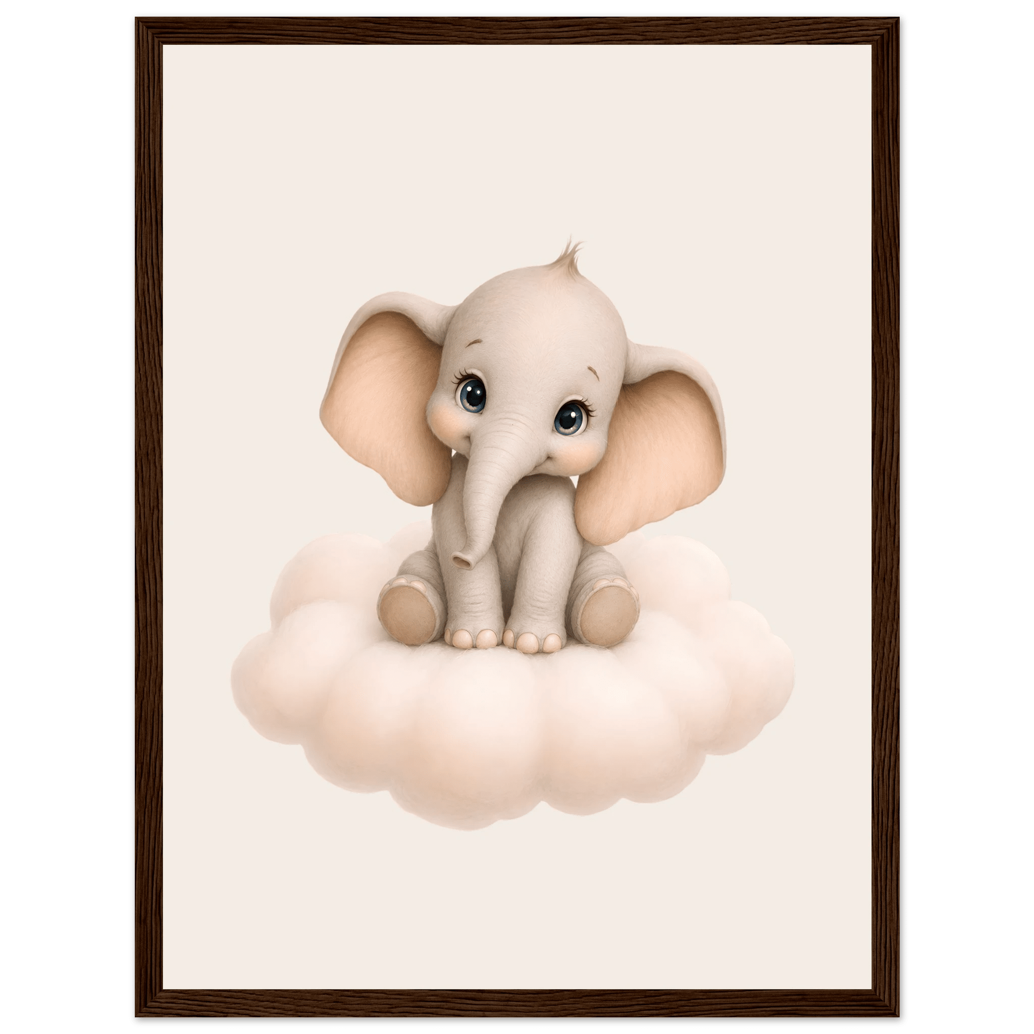 Elefant på moln med namn poster