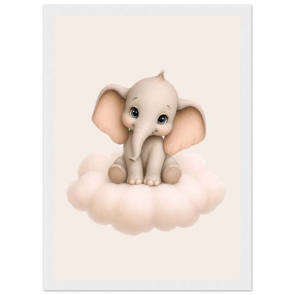 Elefant på moln med namn poster