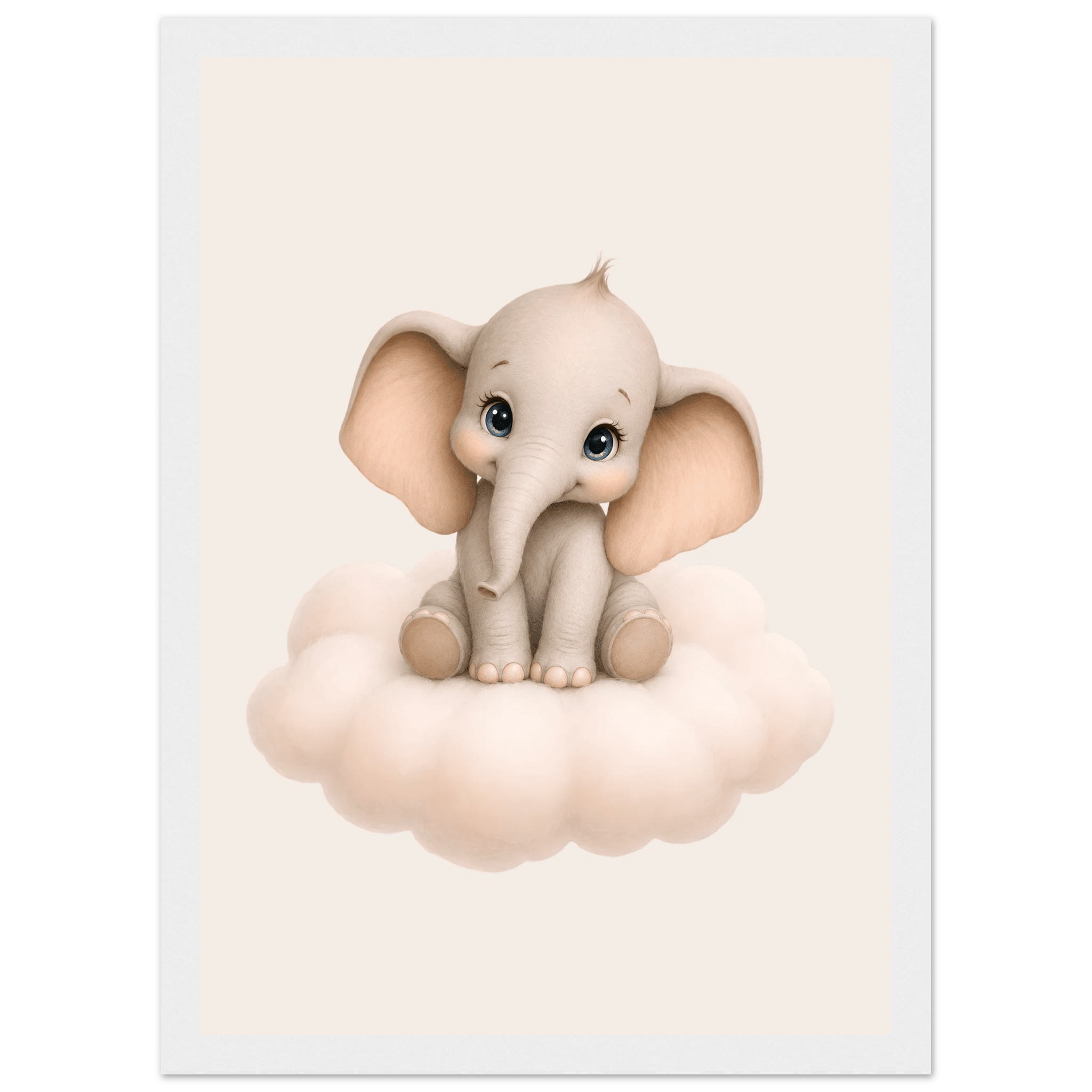 Elefant på moln med namn poster