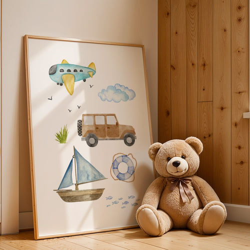 Flygplan bil och båt poster för barnrummet – Lillestudio (bild 2)