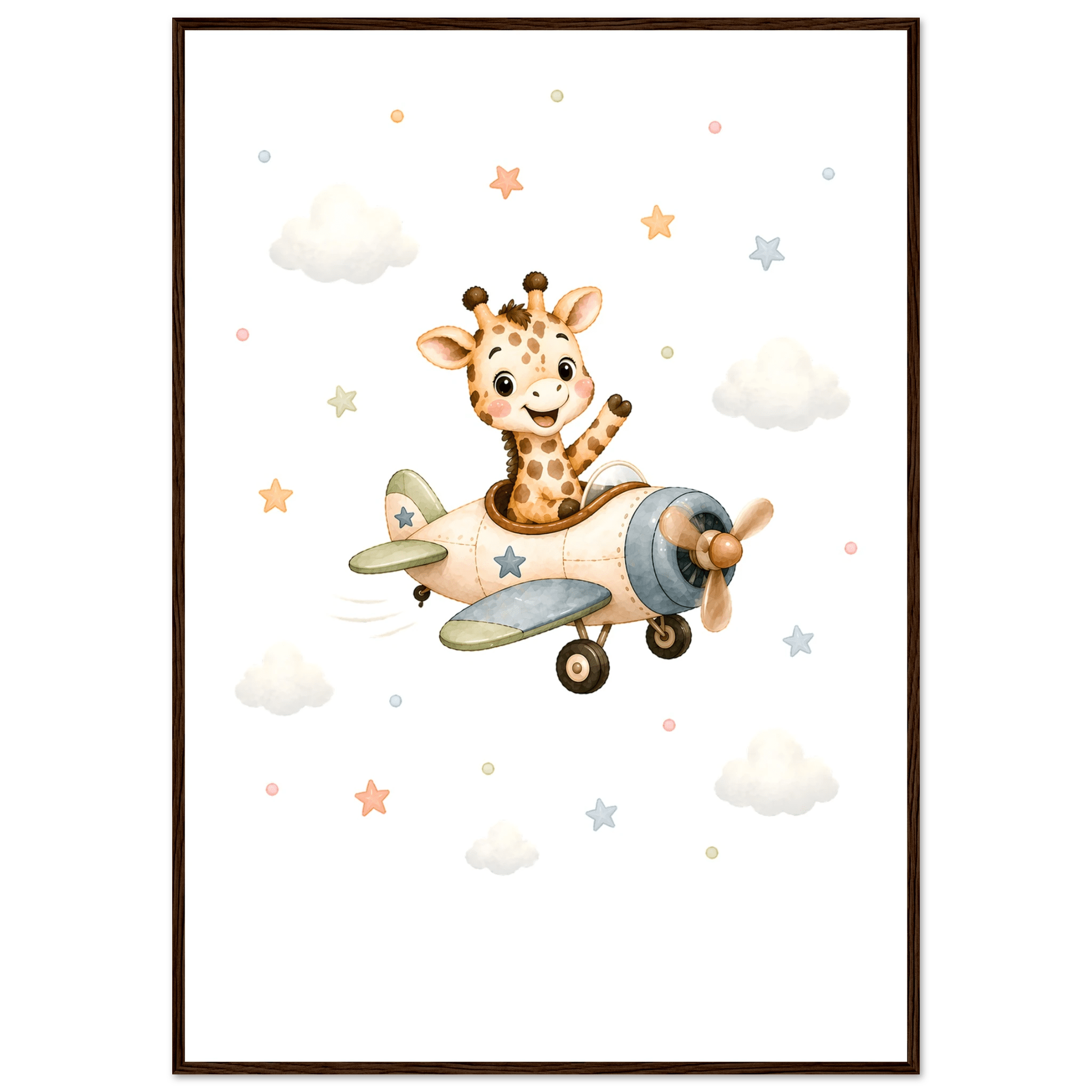 Giraff i flygplan med namn poster