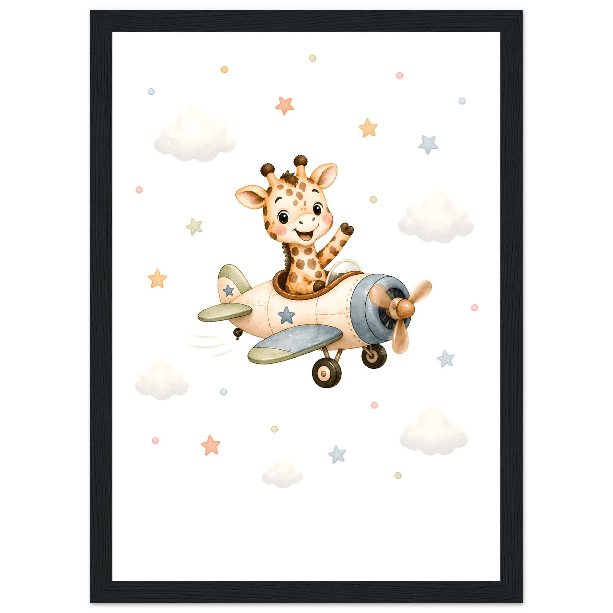 Giraff i flygplan med namn poster