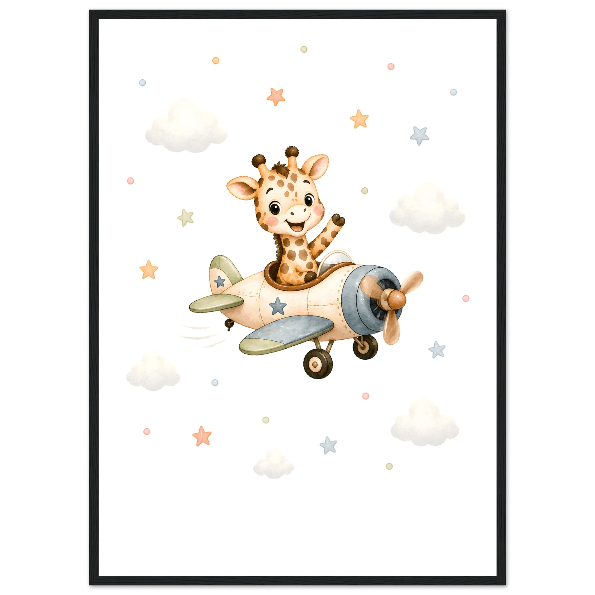 Giraff i flygplan med namn poster