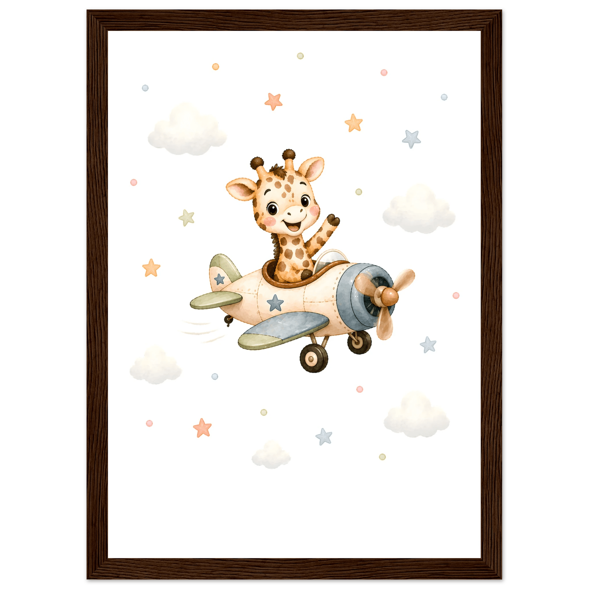 Giraff i flygplan med namn poster