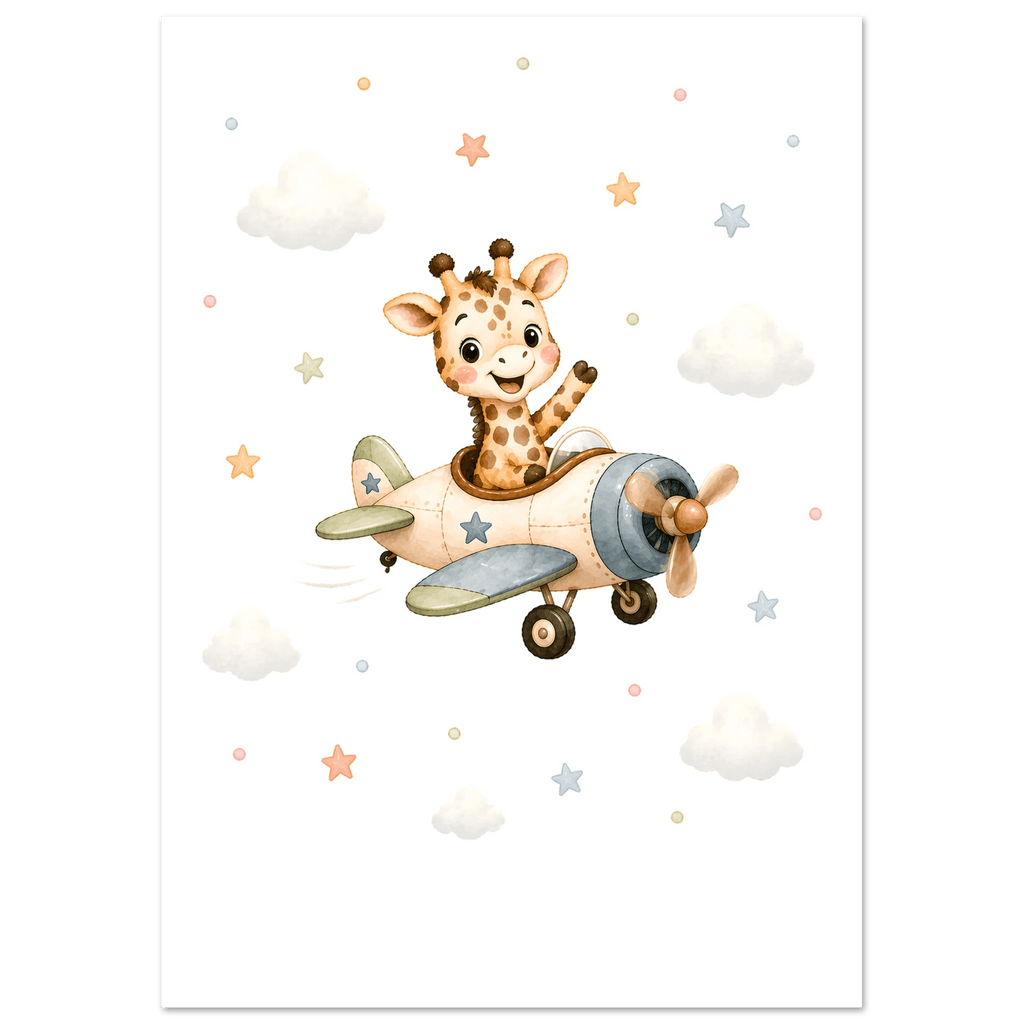 Giraff i flygplan med namn poster