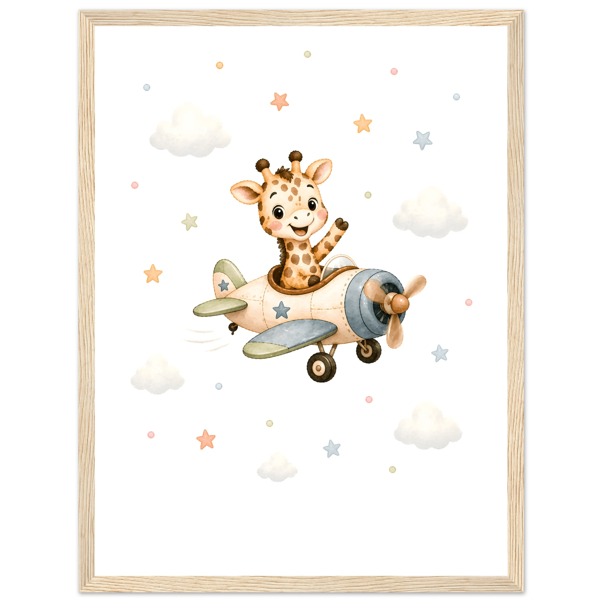 Giraff i flygplan med namn poster