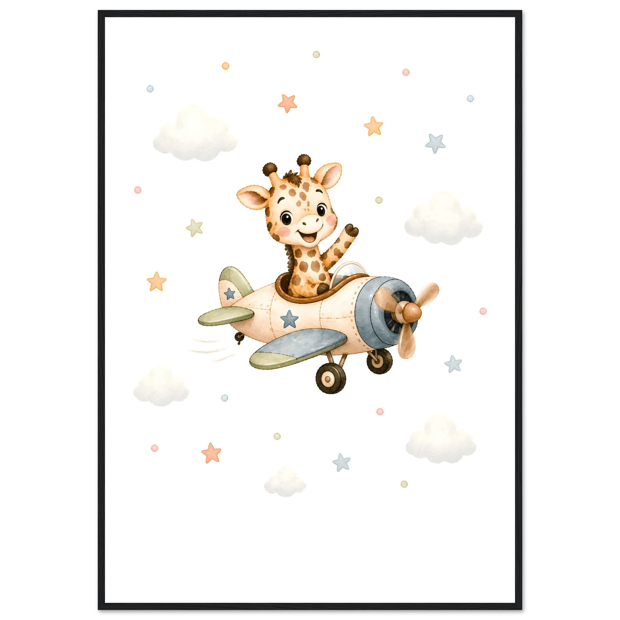 Giraff i flygplan med namn poster
