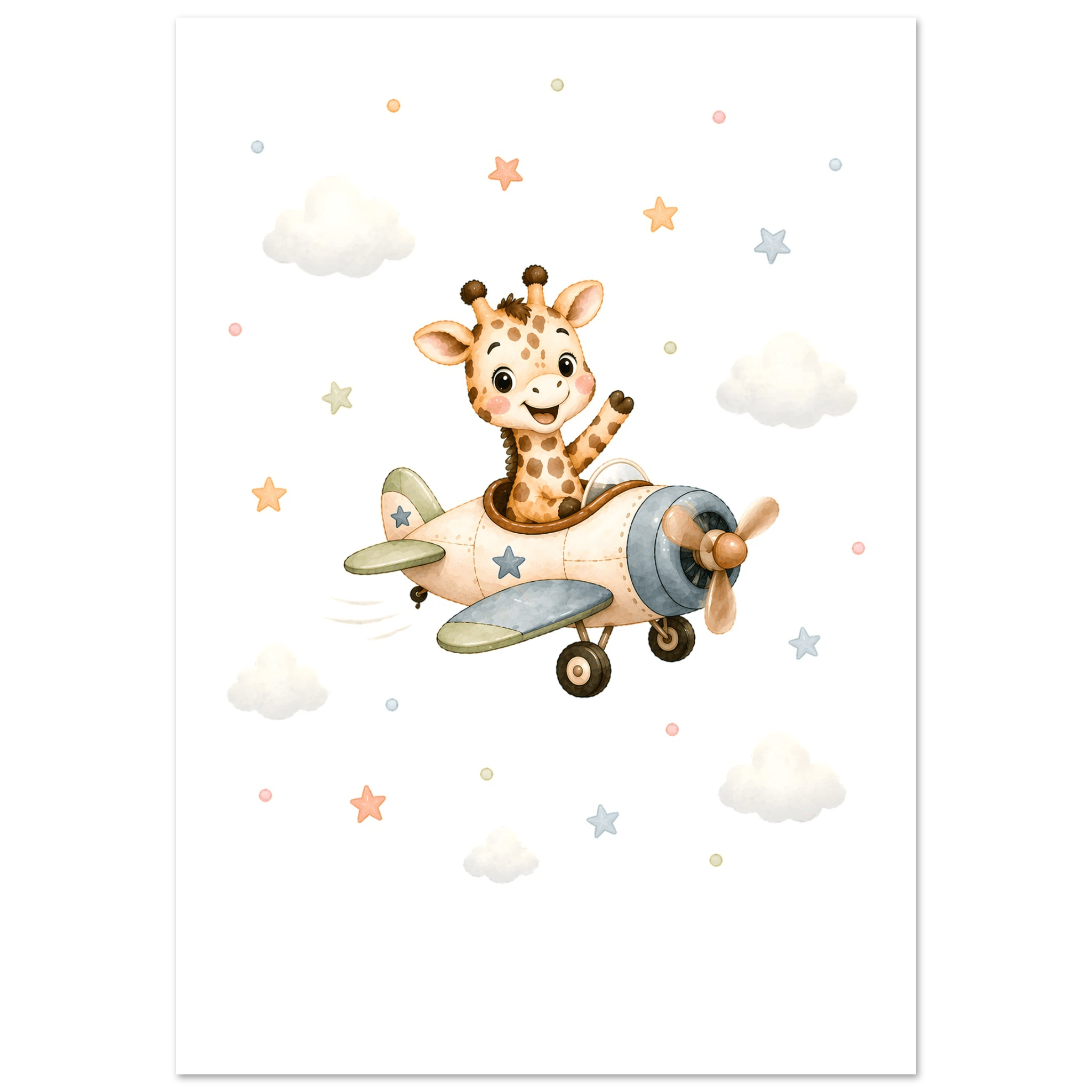 Giraff i flygplan med namn poster