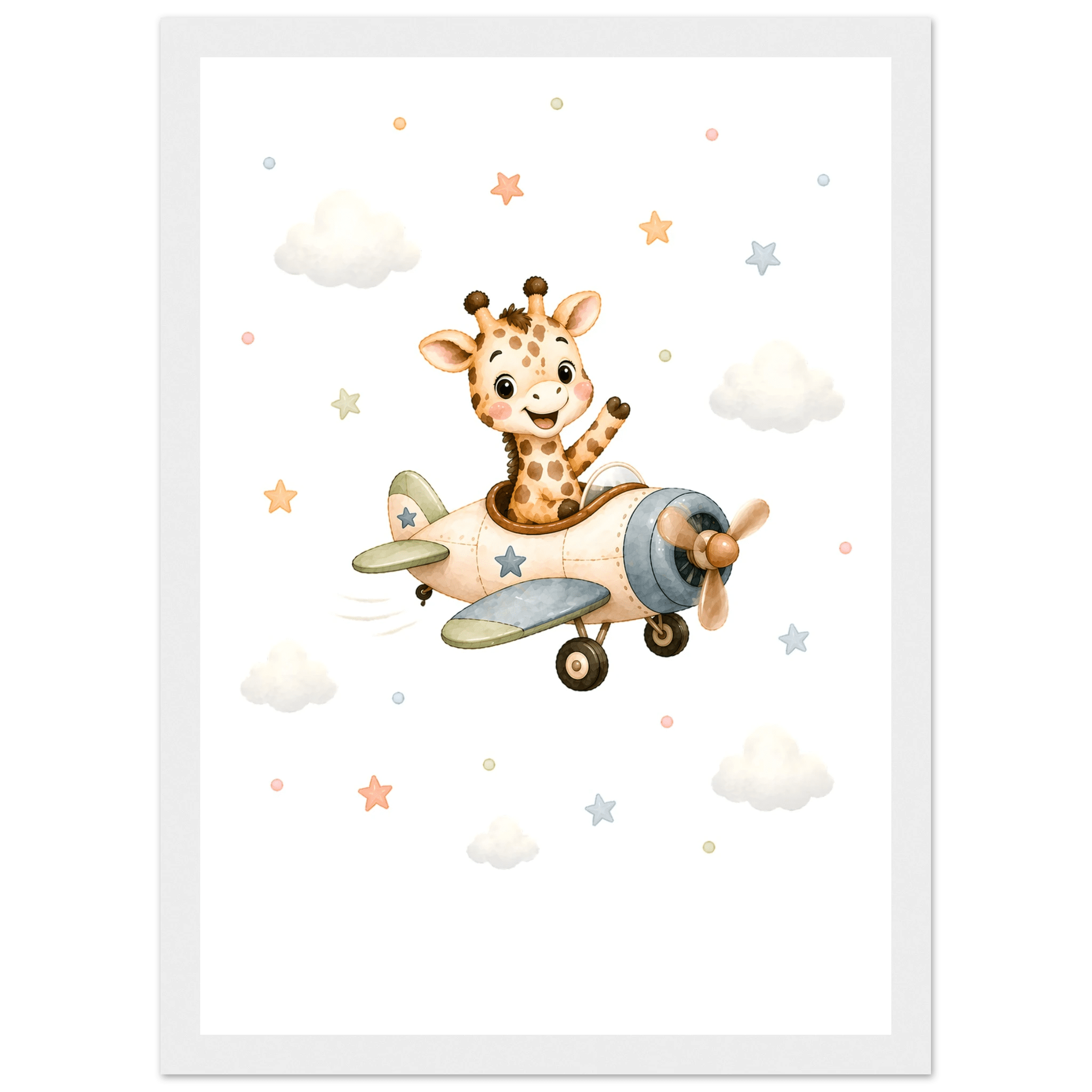 Giraff i flygplan med namn poster