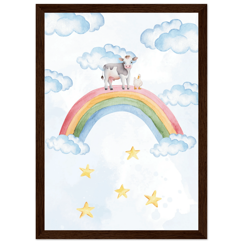 Ko och anka på regnbågen poster poster