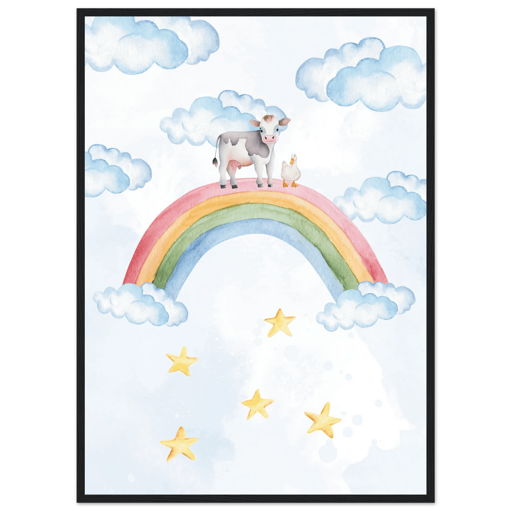 Ko och anka på regnbågen poster poster