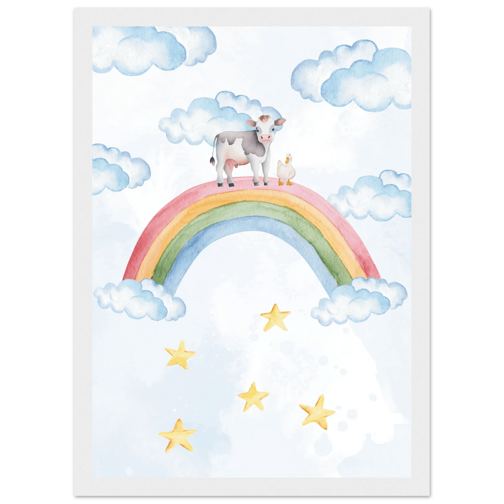 Ko och anka på regnbågen poster poster