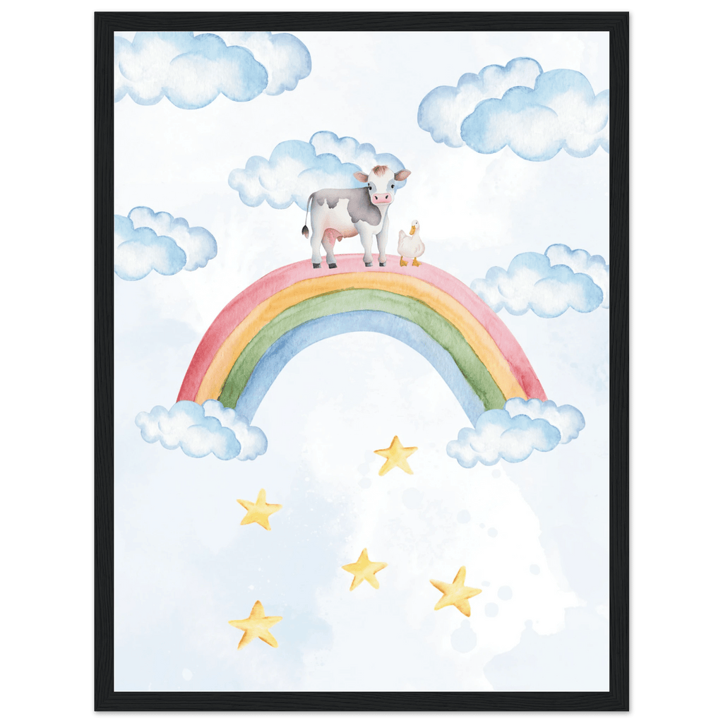 Ko och anka på regnbågen poster poster