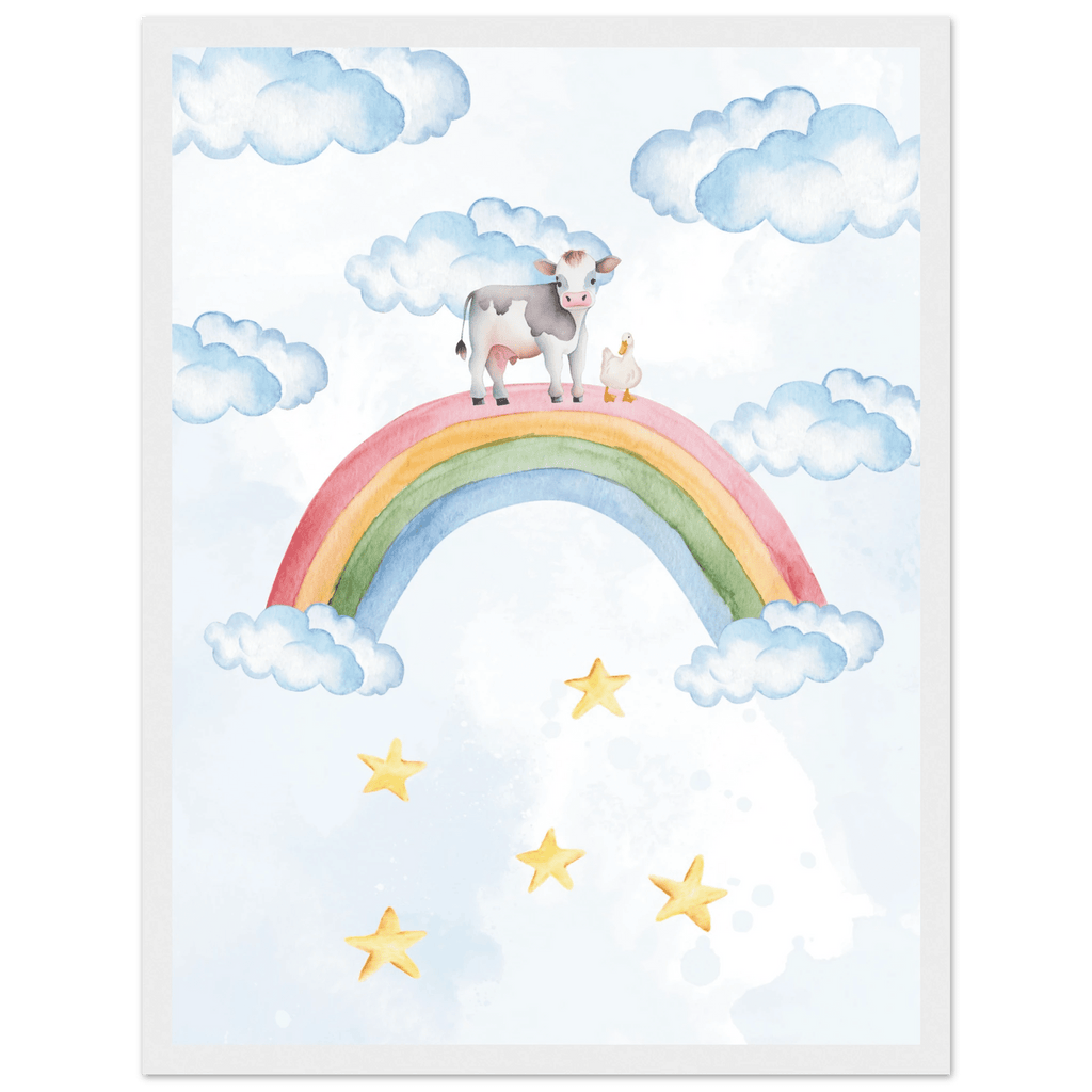 Ko och anka på regnbågen poster poster