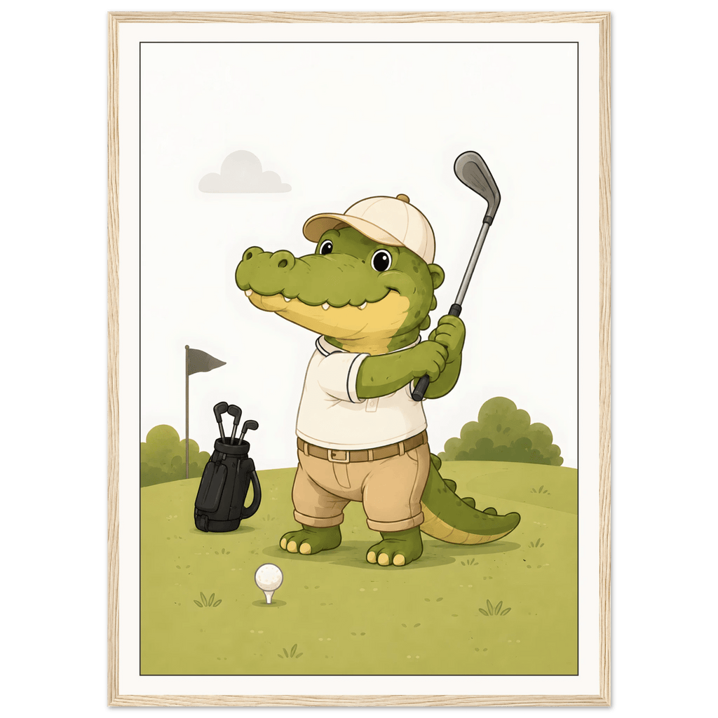 Krokodil spelar golf poster