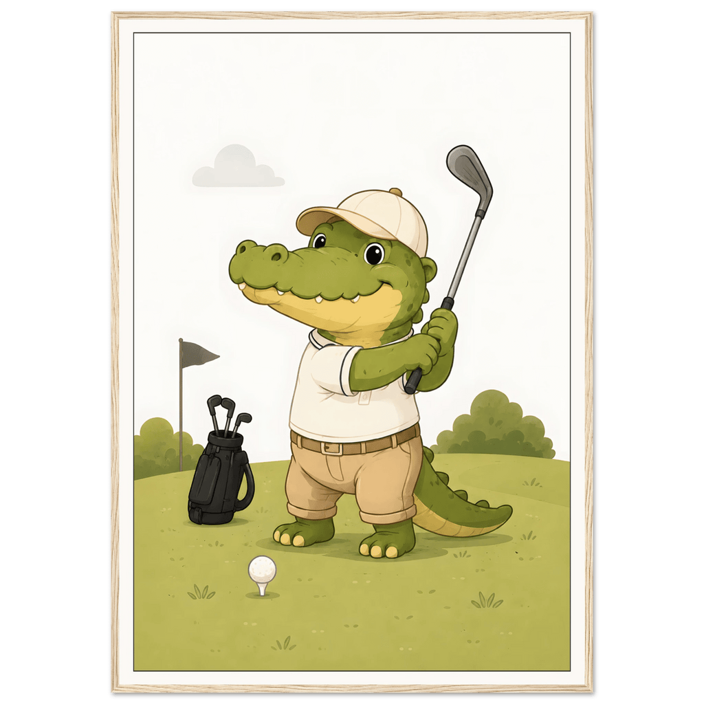 Krokodil spelar golf poster