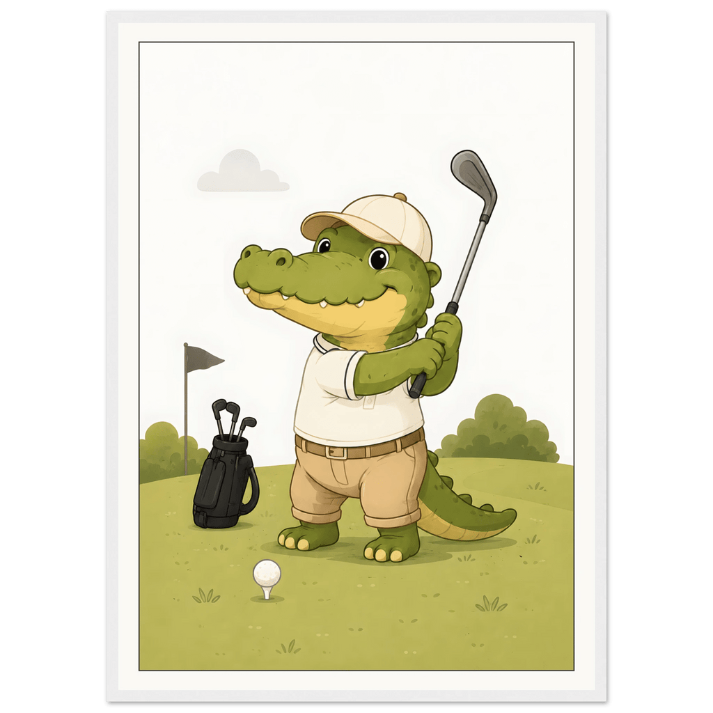 Krokodil spelar golf poster