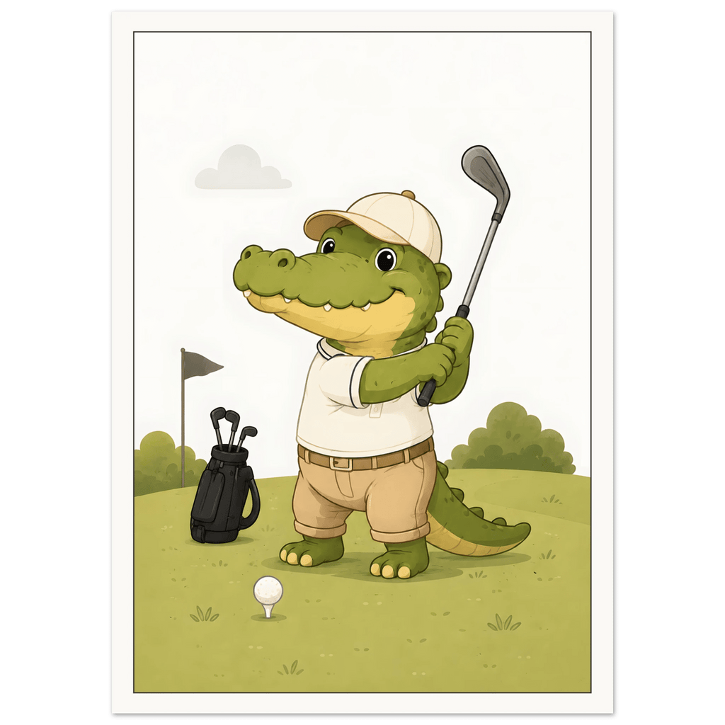 Krokodil spelar golf poster
