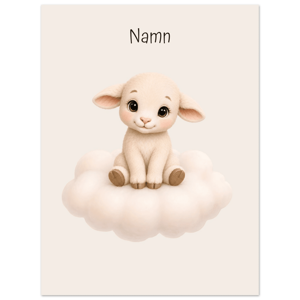 Lamm på moln med namn poster