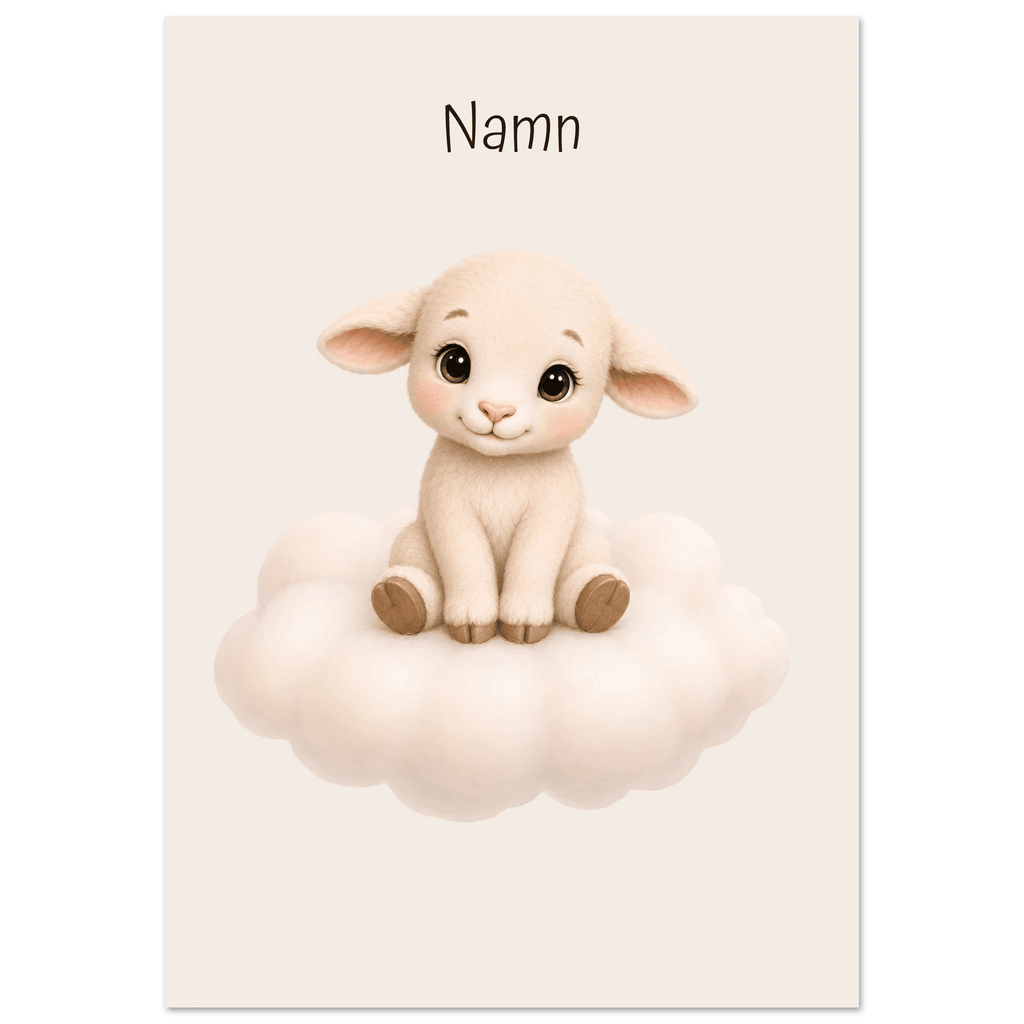 Lamm på moln med namn poster