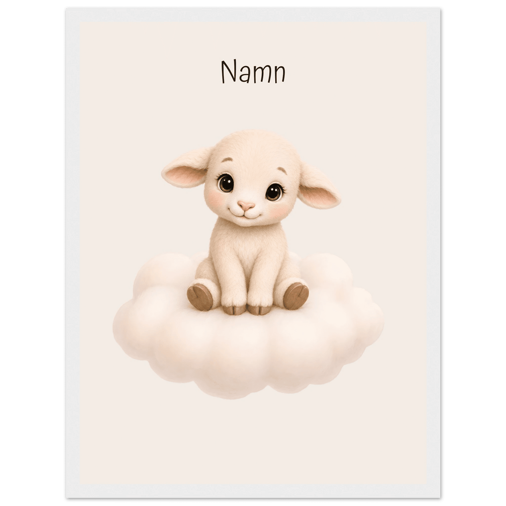 Lamm på moln med namn poster