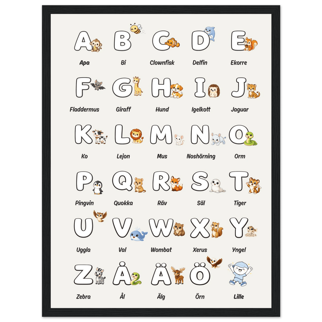 Lilles bokstavsposter med djur - Beige poster