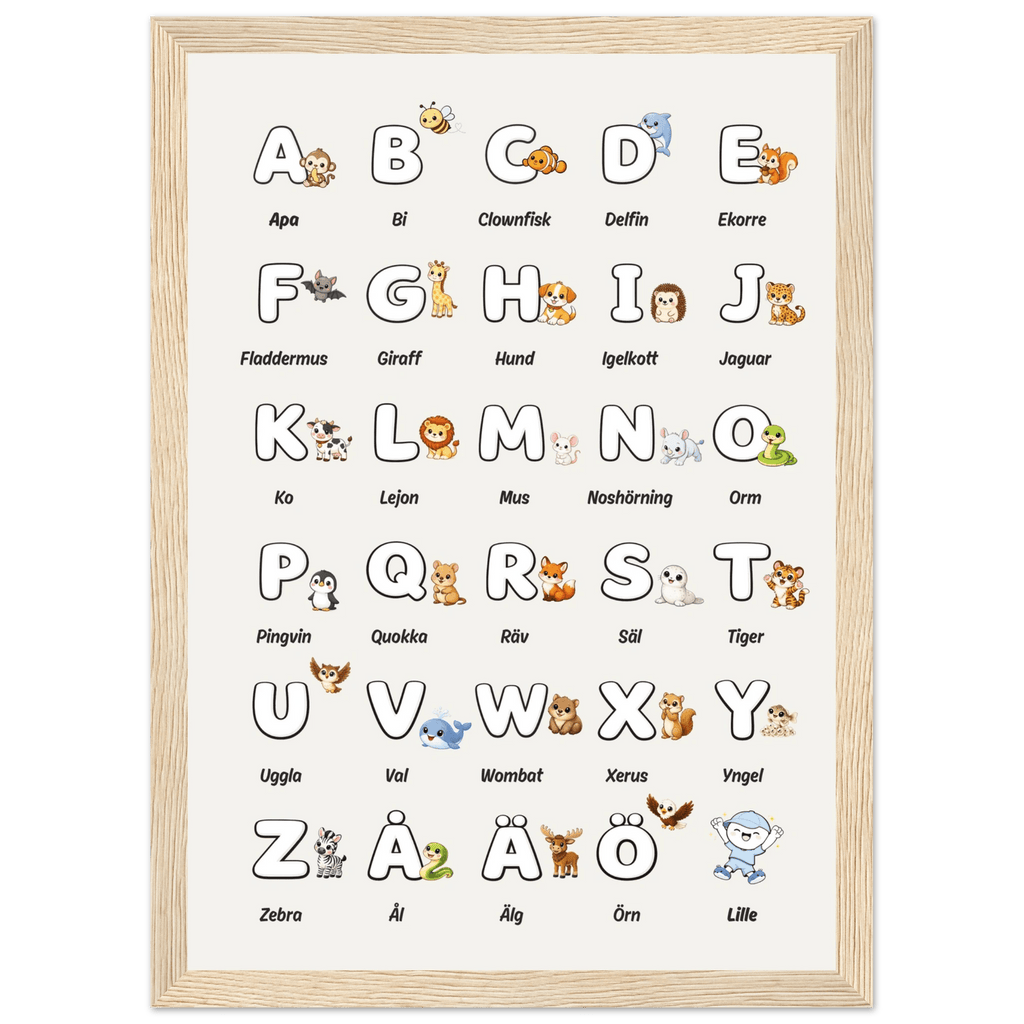 Lilles bokstavsposter med djur - Beige poster