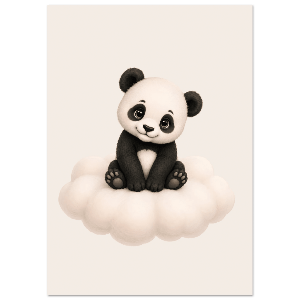 Panda på moln med namn poster