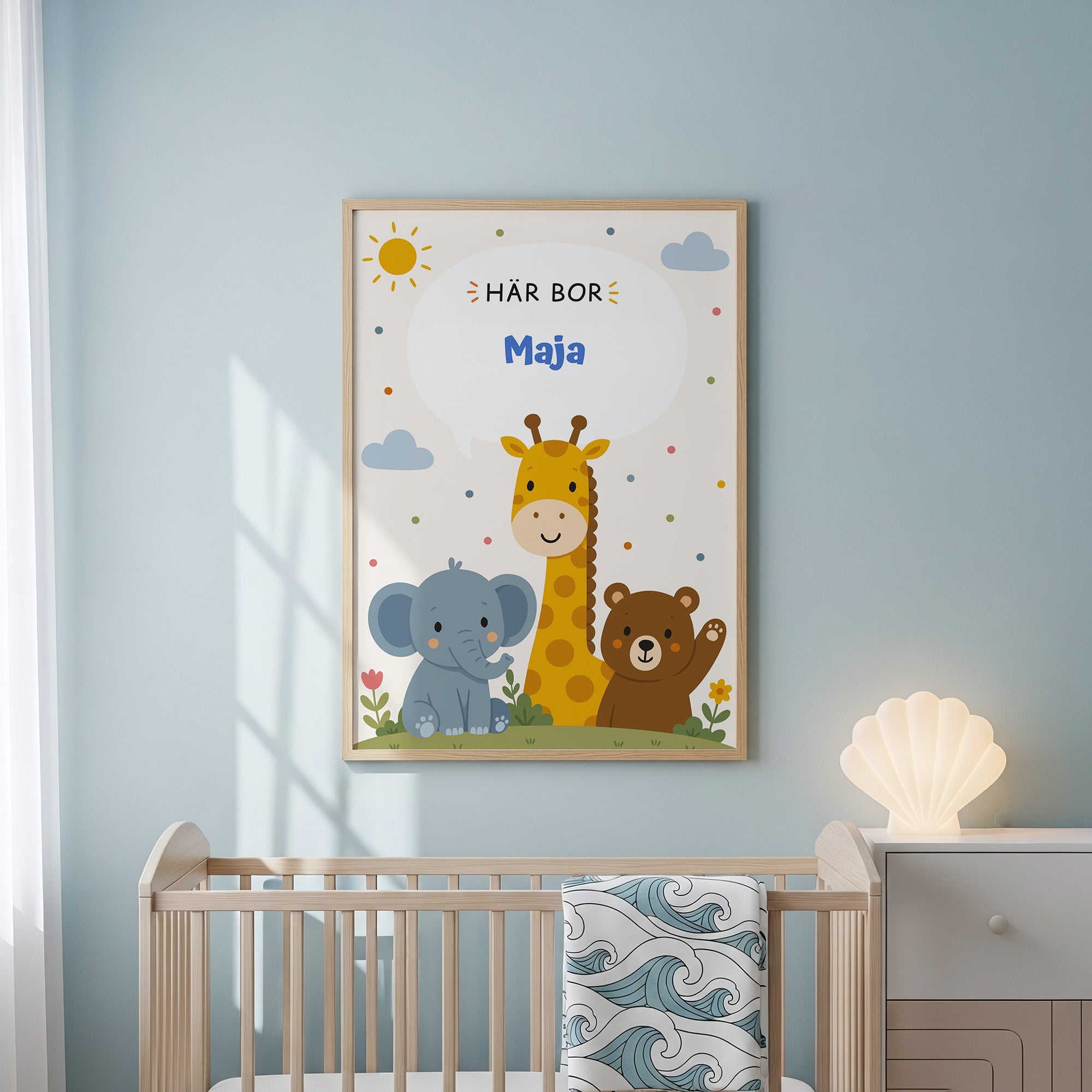 Personlig namnposter för barnrum | Här bor poster