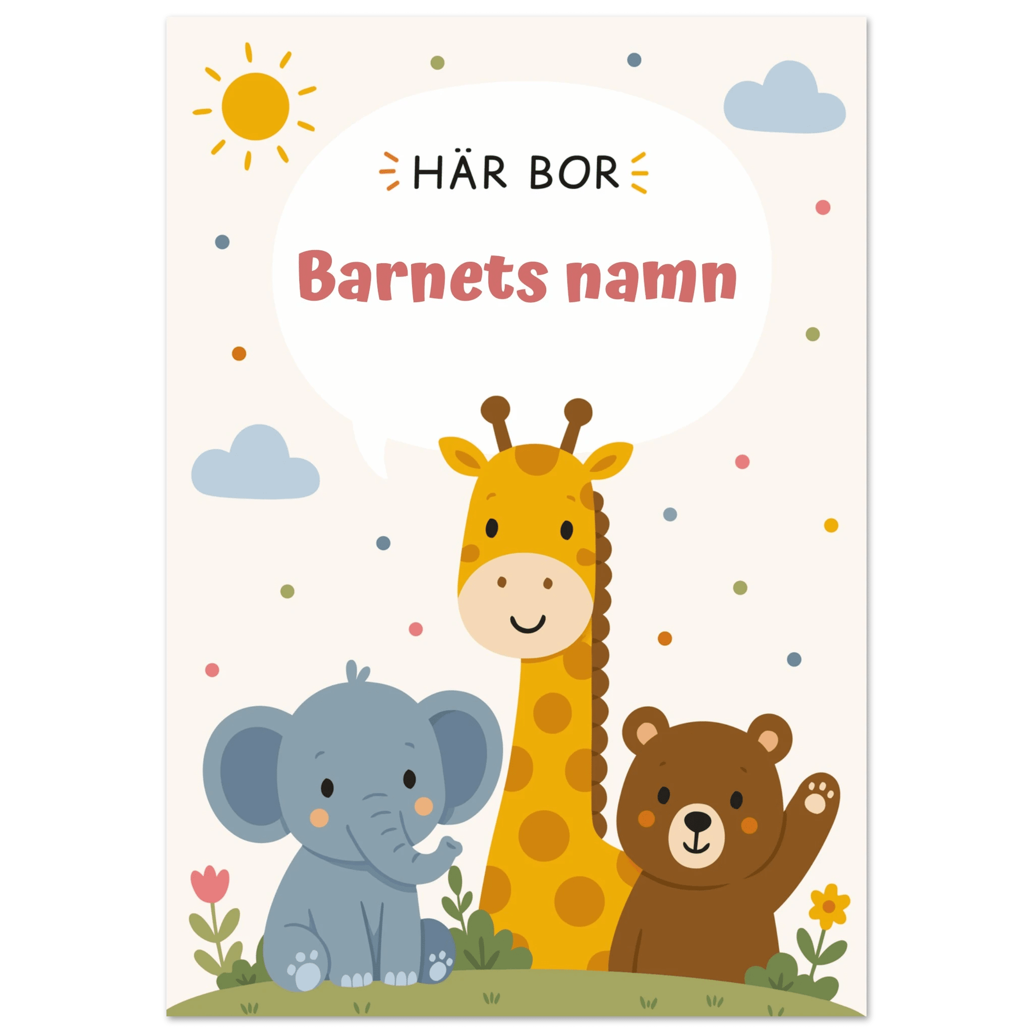 Personlig namnposter för barnrum | Här bor poster