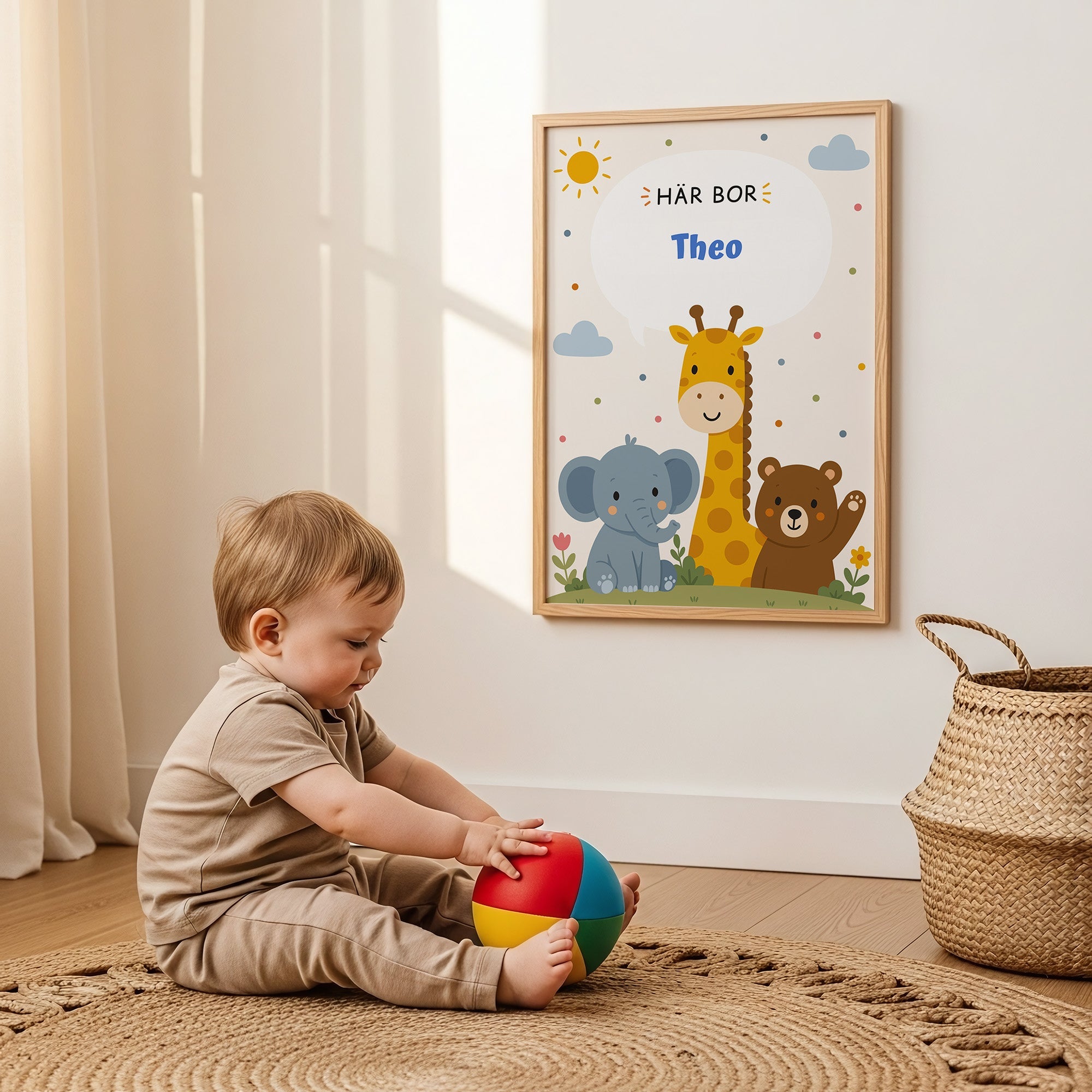 Personlig namnposter för barnrum | Här bor poster