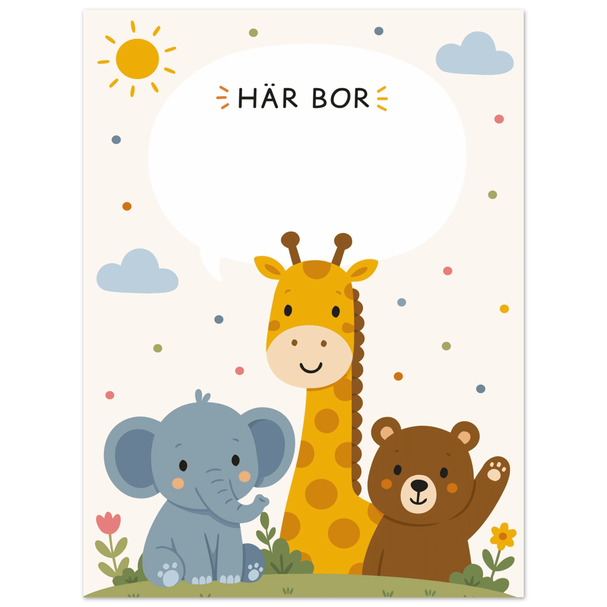 Personlig namnposter med djur | Här bor 💚 poster