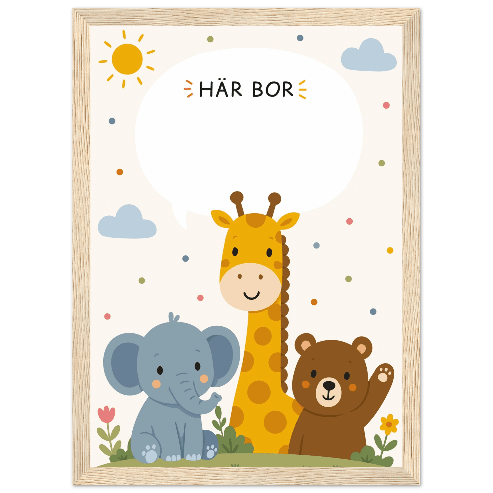 Personlig namnposter med djur | Här bor ❤️ poster