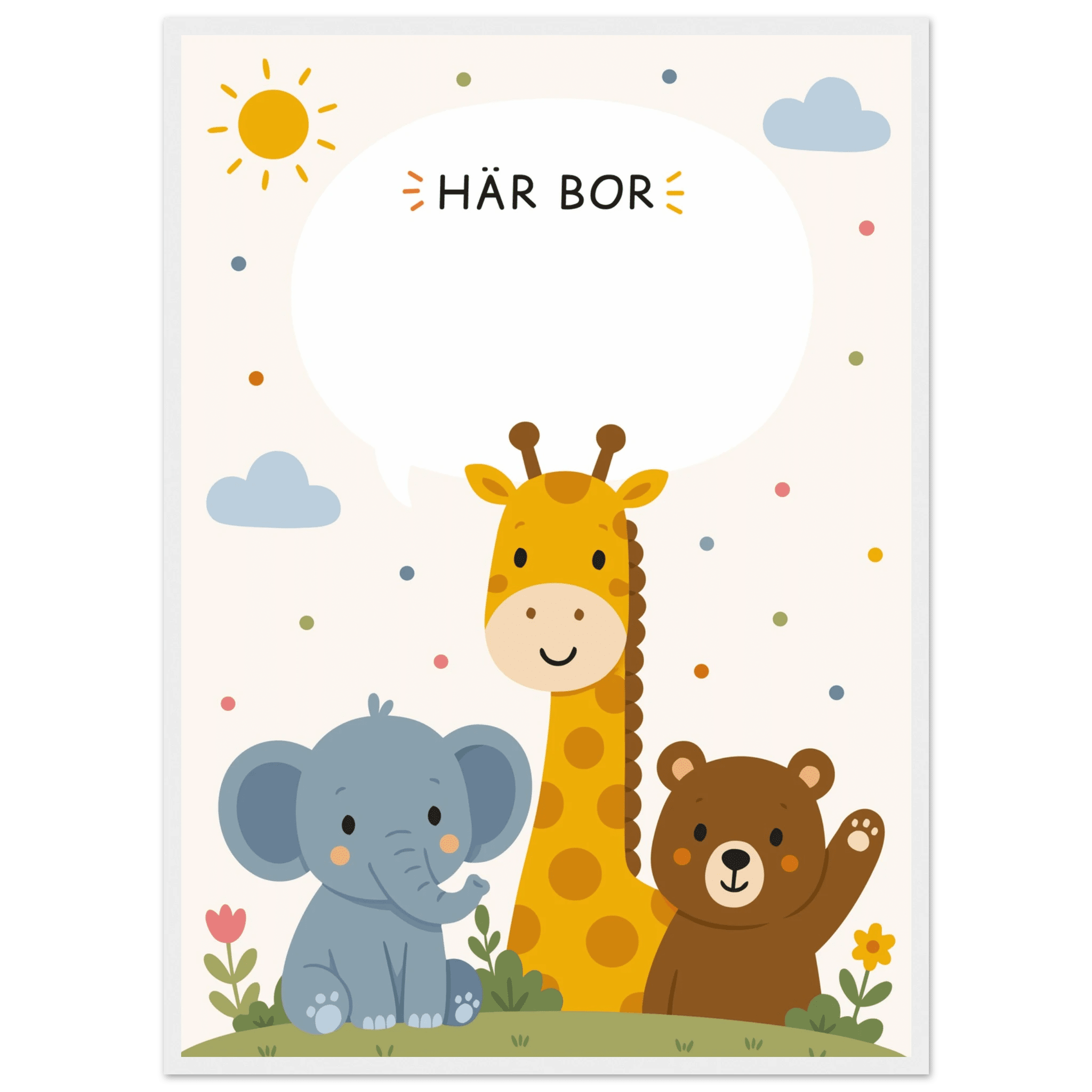 Personlig namnposter med djur | Här bor 🖤 poster